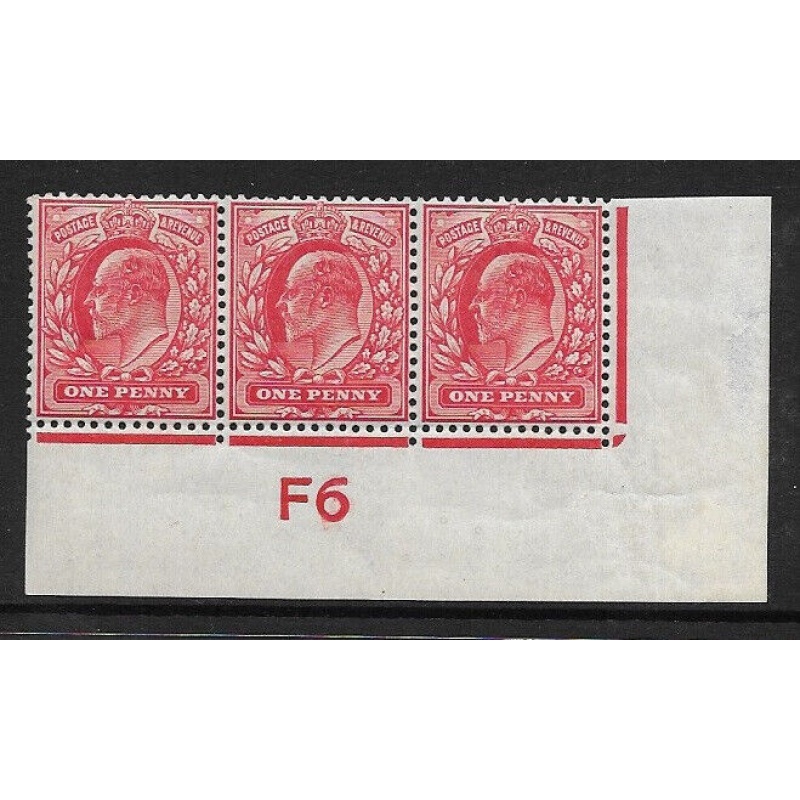 Sg 219 M5(1) 1d Scarlet Control F6 Strip of 3 UNMOUNTED MINT MNH