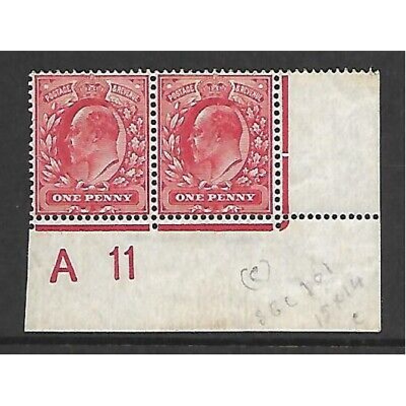 Sg 281 M7(5) 1d Rose Carmine Harrison perf 15x14 Control A11 MOUNTED MINT