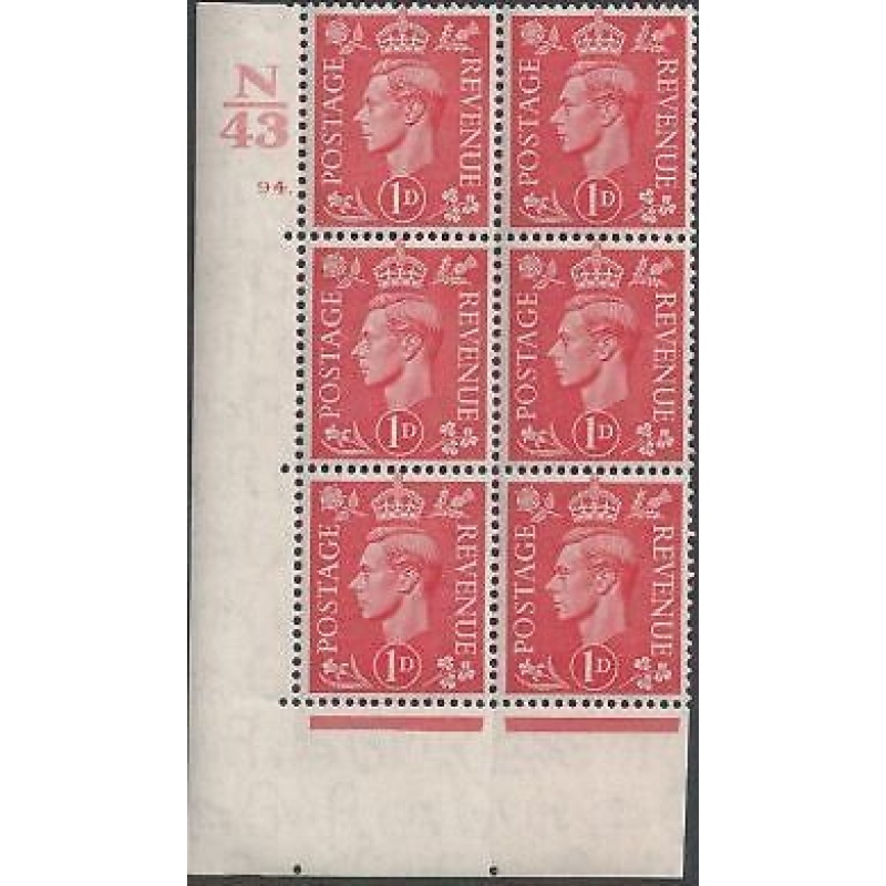 1d Pale scarlet N43 94 Dot cylinder block UNMOUNTED MINT