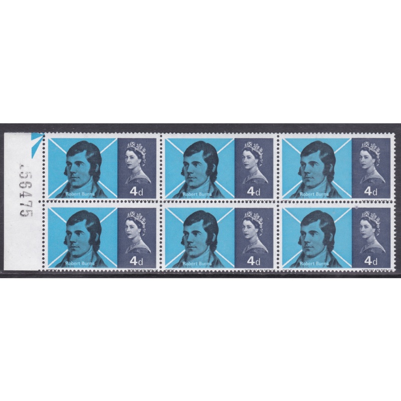 1966 Sg685 4d burns Misperf Block of 6 UNMOUNTED MINT [SN]