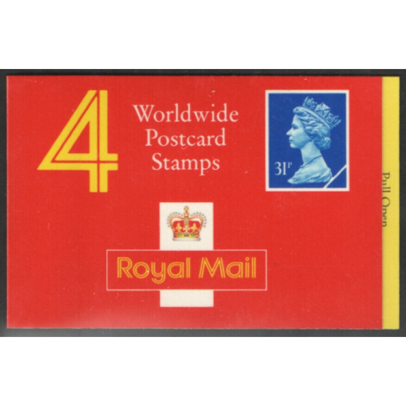 GH1a 4 x worldwide postcard stamps (31p) Complete Booklet - No Cylinder