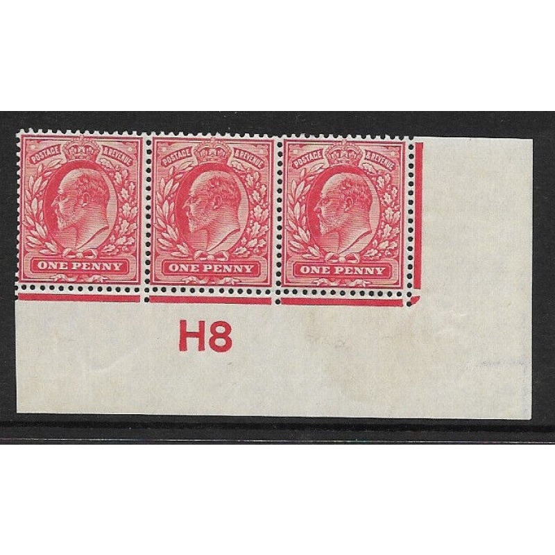 M5(1) 1d Scarlet EDVII De La Rue control H8 Imperf MOUNTED MINT