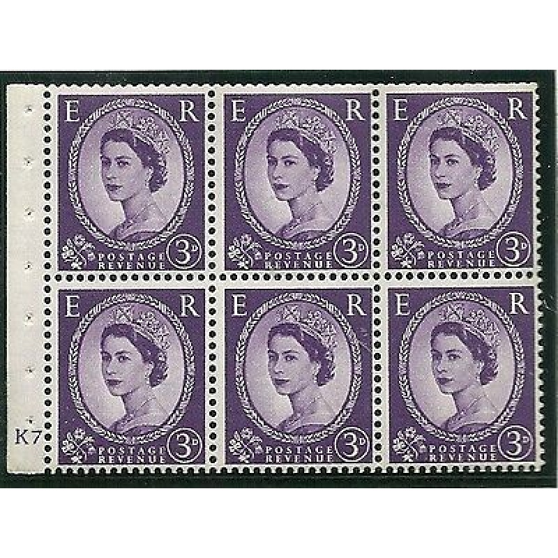 SB90 Wilding booklet pane Edward Crown perf type I cyl K7 No Dot MOUNTED MNT