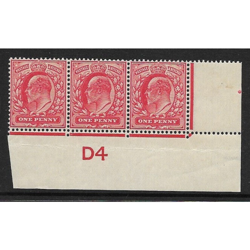 Sg 219 M5(1) 1d Scarlet Control D4 Strip of 3 UNMOUNTED MINT MNH