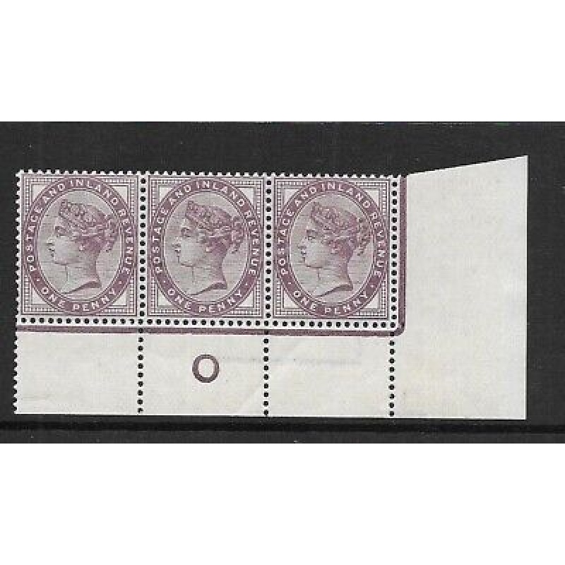 1d lilac control O perf strip of 3 - with marginal rule UNMOUNTED MINT