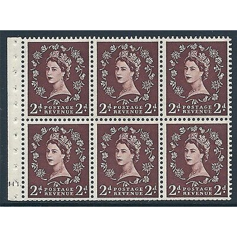 SB76 Wilding booklet pane Tudor Cyl H1 Dot perf type Ie UNMOUNTED MNT