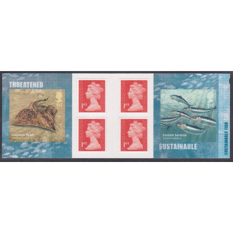 PM44 2014 Sustainable Fish 6 x 1st class stamps booklet No Cylinder