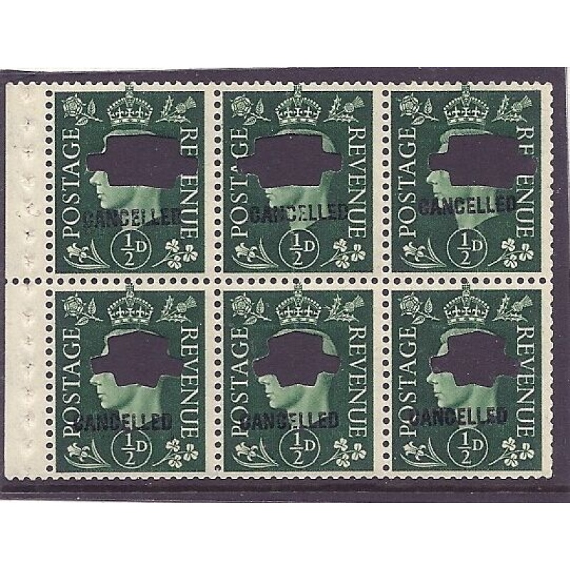 QB1s d Green booklet pane CANCELLED  punched UNMOUNTED MNT MNH