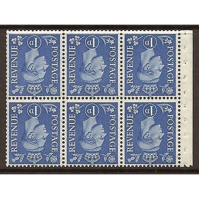 QB15a perf type Ie 1d Light Ultramarine Booklet pane UNMOUNTED MINT