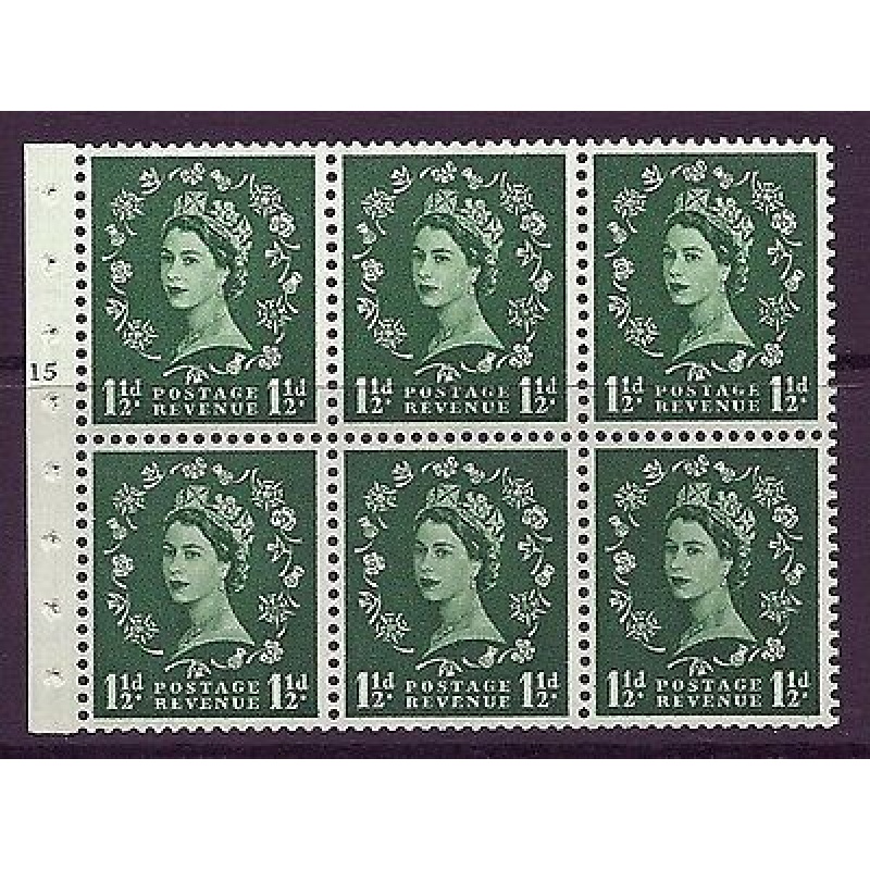 SB65 Wilding booklet pane Wmk Crowns cylinder G15T No Dot UNMOUNTED MNT MNH