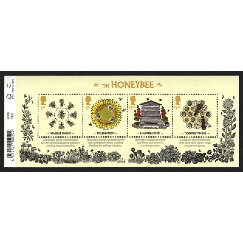 MS3742 2015 Bees miniature sheet barcode UNMOUNTED MINT