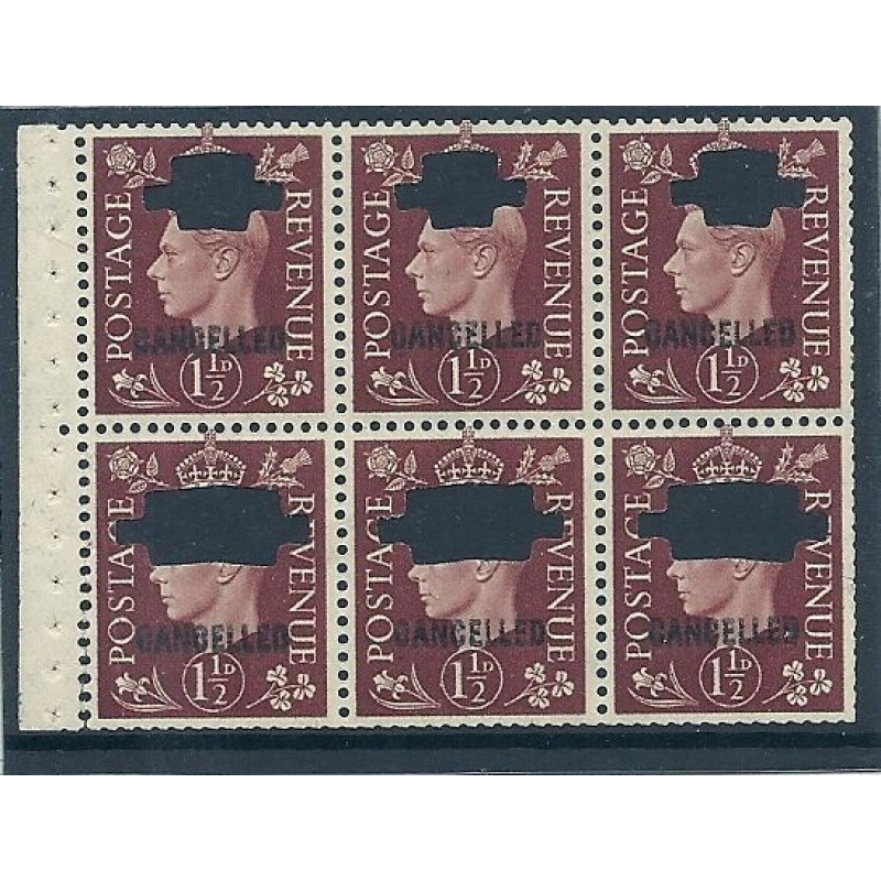 QB21s 1d Brown booklet pane CANCELLED  punched UNMOUNTED MNT MNH