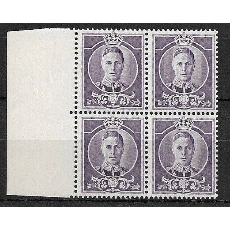 1937 George VI Violet marginal block of 4 Essay on gummed paper UNMOUNTED MINT