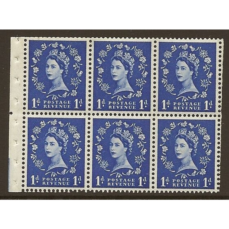 SB20 1d Wilding Tudor booklet pane perf type Ie Middle UNMOUNTED MNT MNH