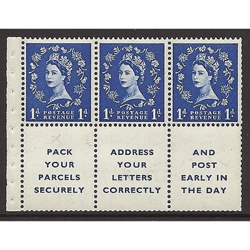 SB29c variety 1d Wilding booklet pane perf type I UNMOUNTED MNT MNH