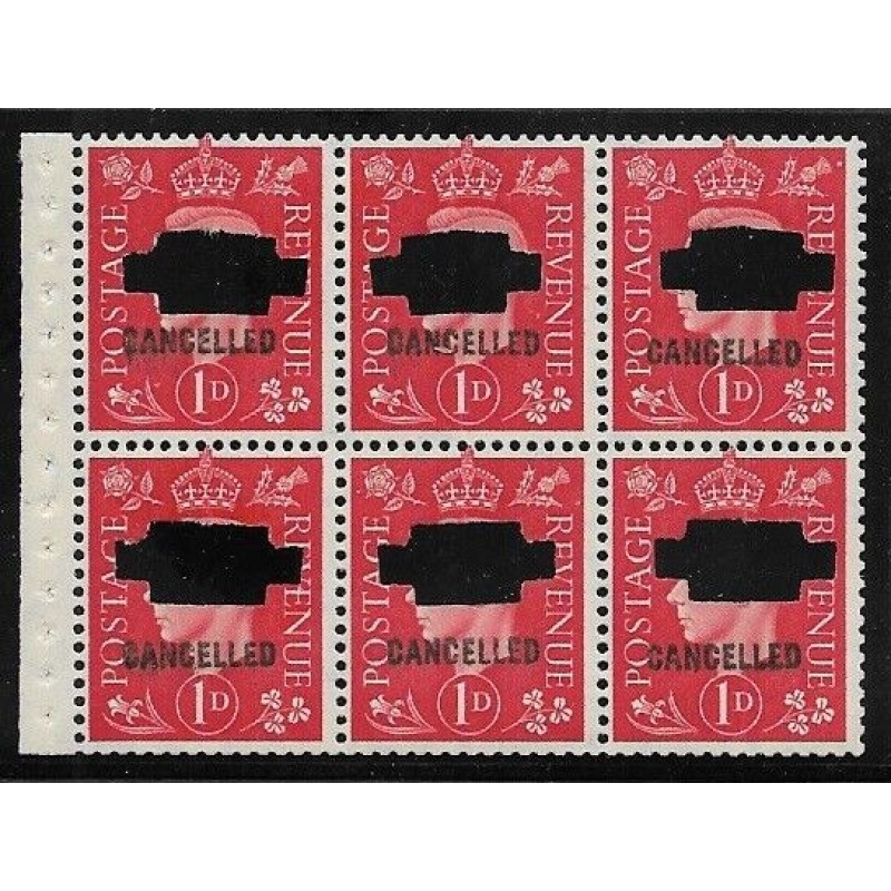 QB10as 1d Red booklet pane CANCELLED  punched Type 33P UNMOUNTED MNT MNH