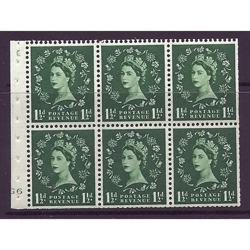 SB59 Wilding booklet pane Tudor perf type I Cyl G6 No Dot UNMOUNTED MNT MNH