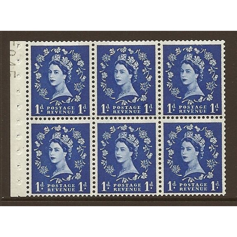 SB54 Wilding booklet pane 9.5mm phos perf I UNMOUNTED MNT