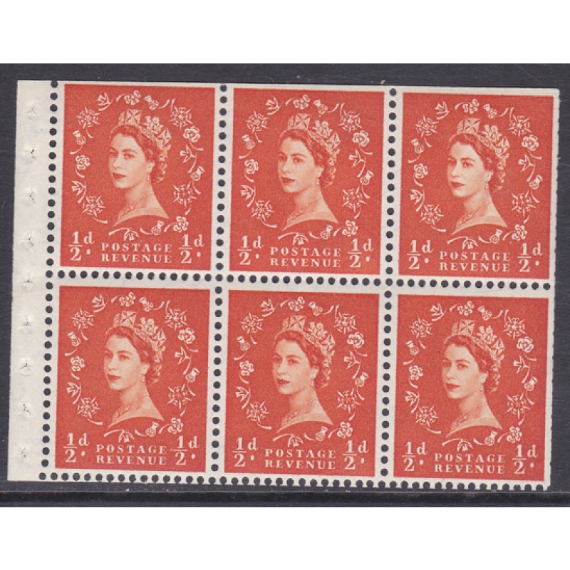 SB8c Wilding booklet pane Crown on White Flaw on R2 1 UNMOUNTED MNT