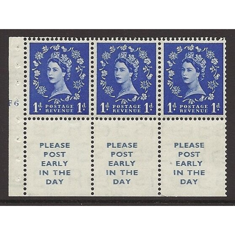 SB24 Wilding booklet pane Tudor perf type I cyl F6 No Dot UNMOUNTED MNT MNH