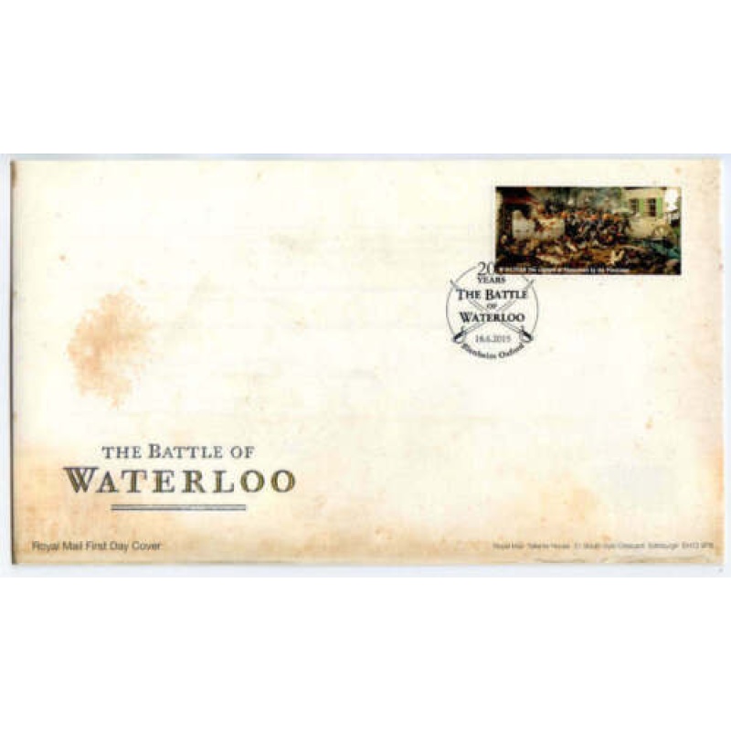 GB 2015 Battle Of Waterloo 1.52 on Unnadressed Cover Blenheim Cancel