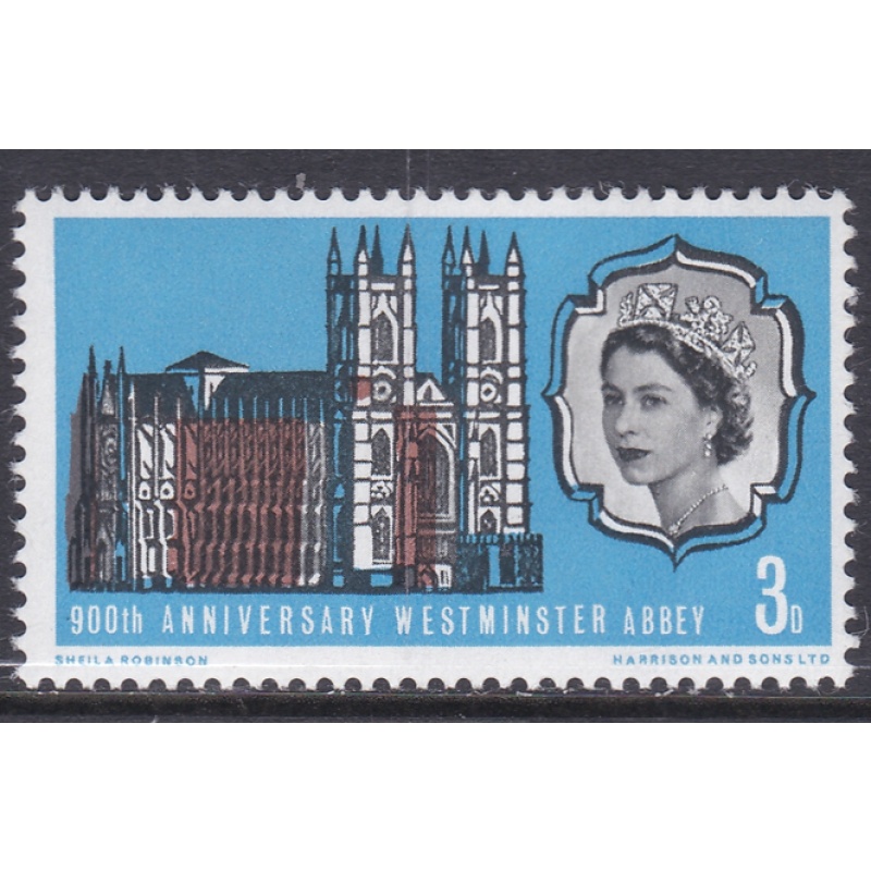 1966 Sg687 Westminster Abbey 3d Left shift of brown UNMOUNTED MINT [SN]