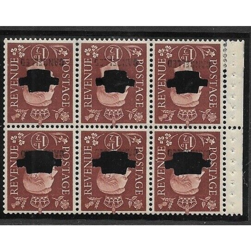 QB21as 1d Brown booklet pane CANCELLED  punched Type 33P MOUNTED MNT