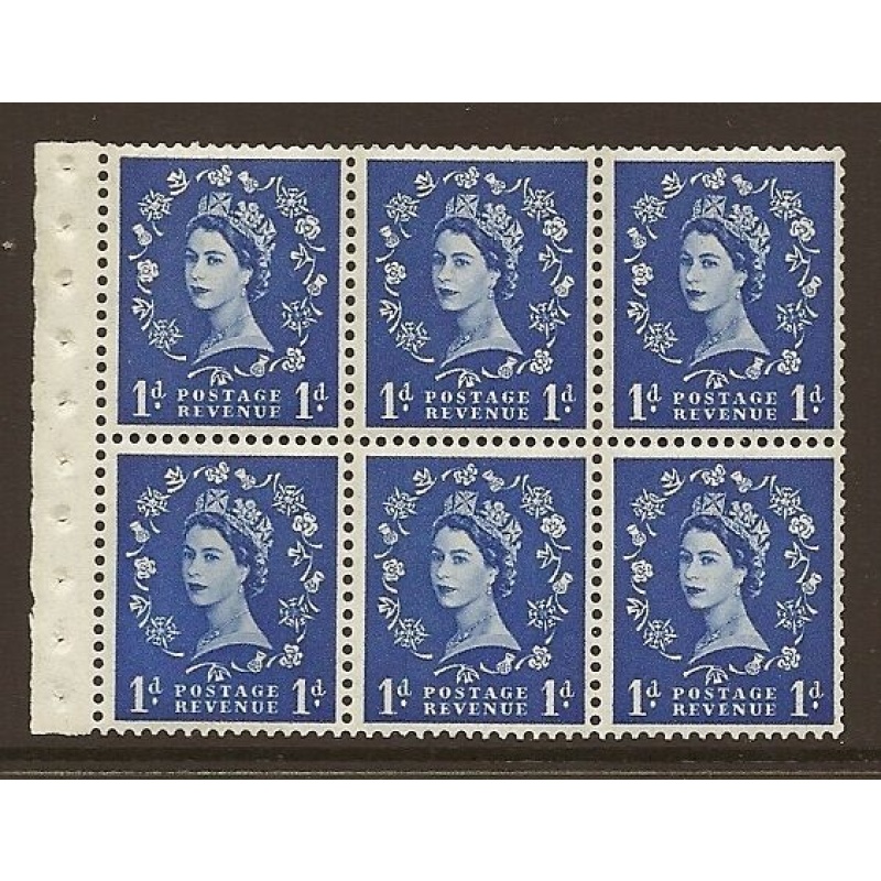 SB20 1d Wilding Tudor booklet pane perf type I UNMOUNTED MNT MNH