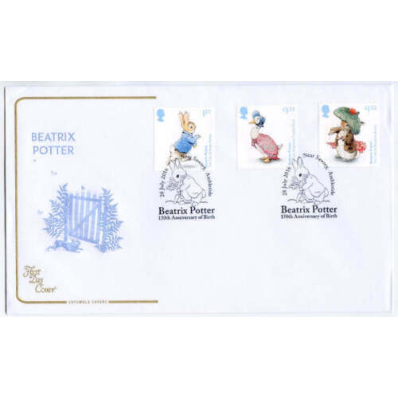 GB 2016 Beatrix Potter on 2 Cotswold Covers Ambleside Cancel