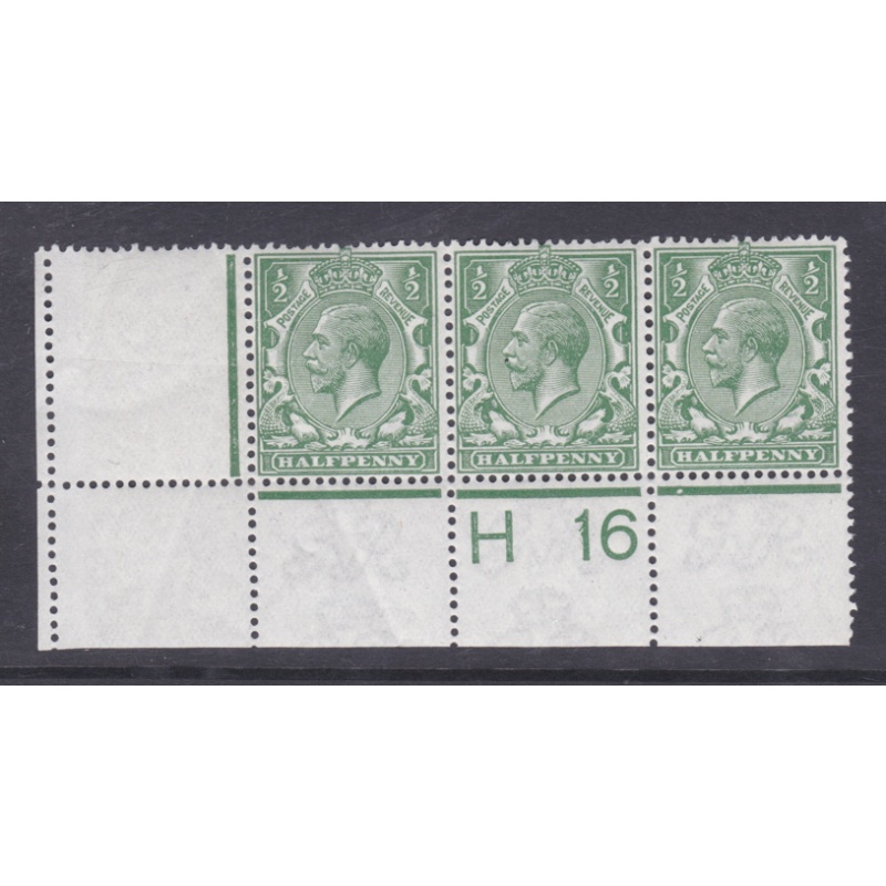 N14(-) d Green Control H16 perf strip of 3 MOUNTED MINT