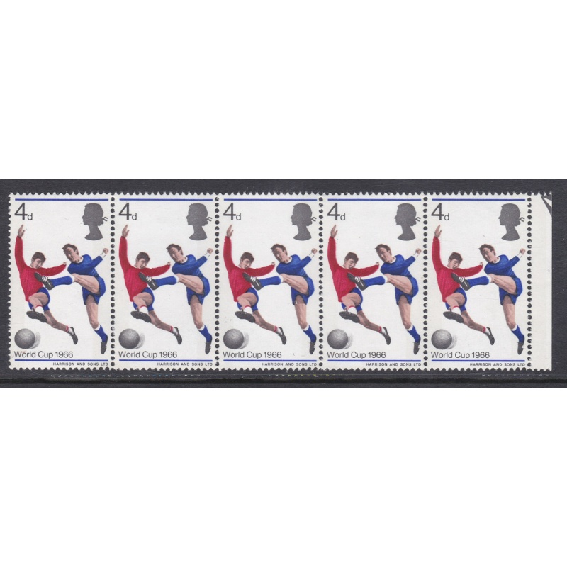 Sg 693pe 1966 World Cup 4d (Phos) - Red patch below ball - strip UNMOUNTED MINT