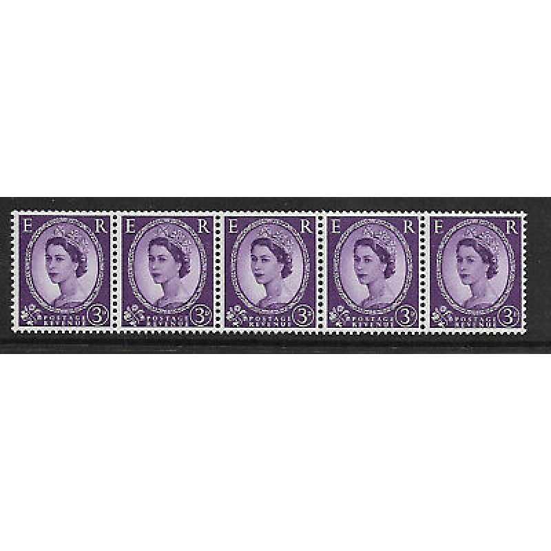 S79 3d Wilding Violet Phosphor Sideways coil strip UNMOUNTED MINT