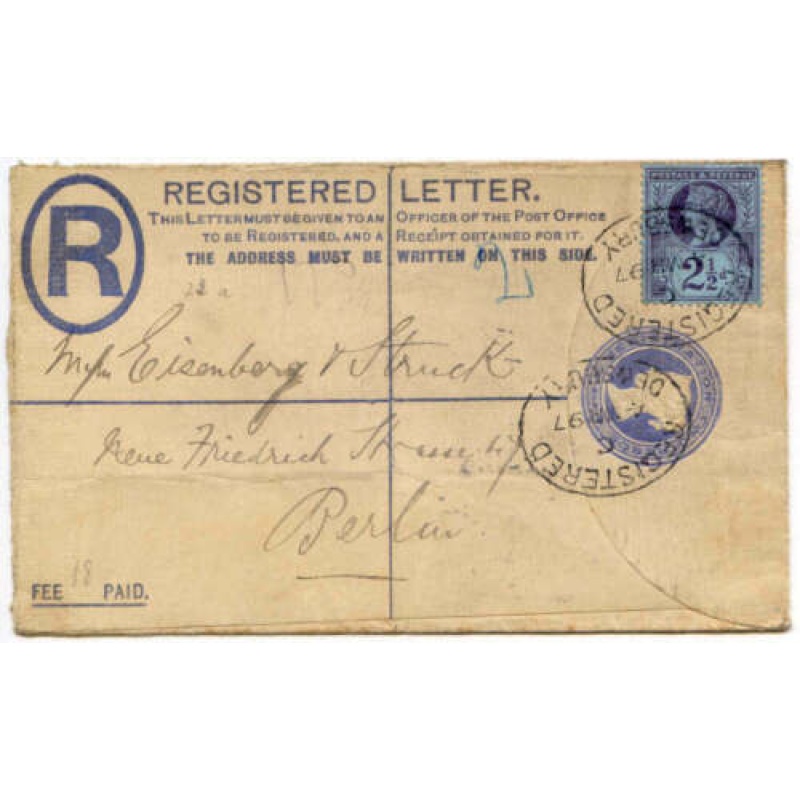 Registered Letter (RP21 Size F) from Dewesbury to Berlin