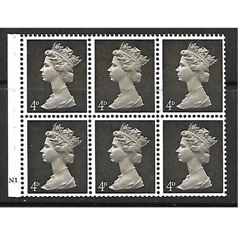 UB11 4d Pre-decimal Machin Booklet Pane Cyl N1 No Dot UNMOUNTED MINT