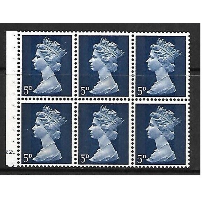 UB19 5d Pre-decimal Machin Booklet pane R2 dot UNMOUNTED MINT MNH