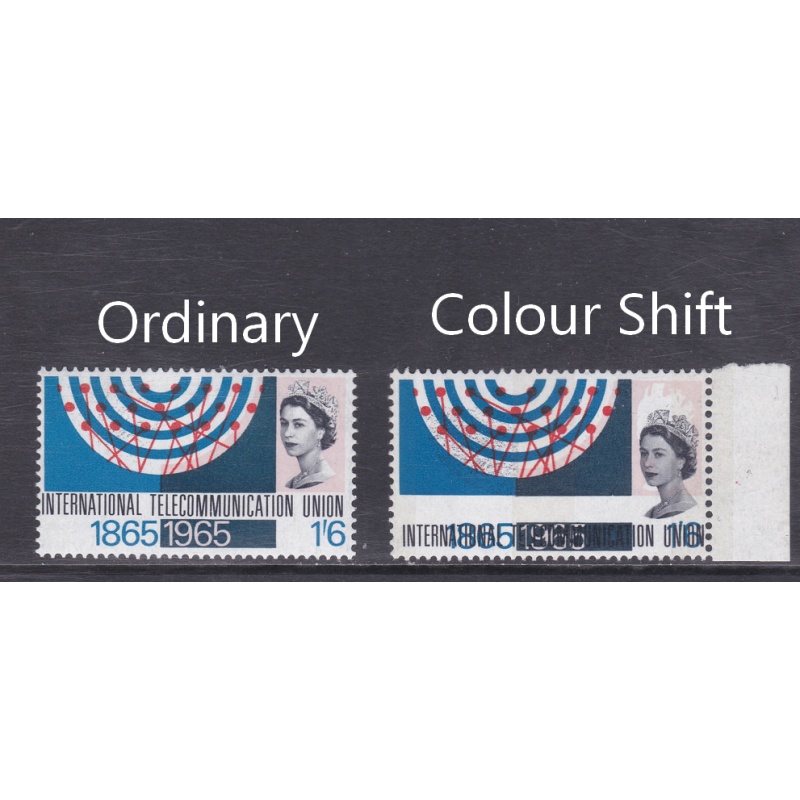 1965 Sg684p 1 6 I.T.U Massive shift of black downwards UNMOUNTED MINT [SN]