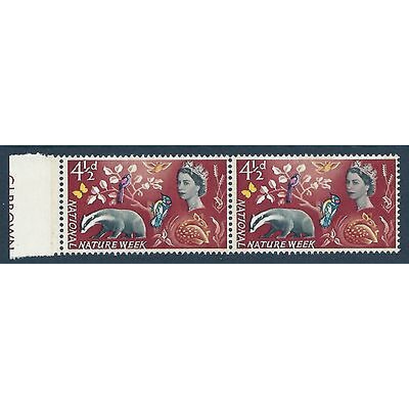 1963 Nature Week 4 1 2d Phos - Narrow Band Left x 2 - MNH