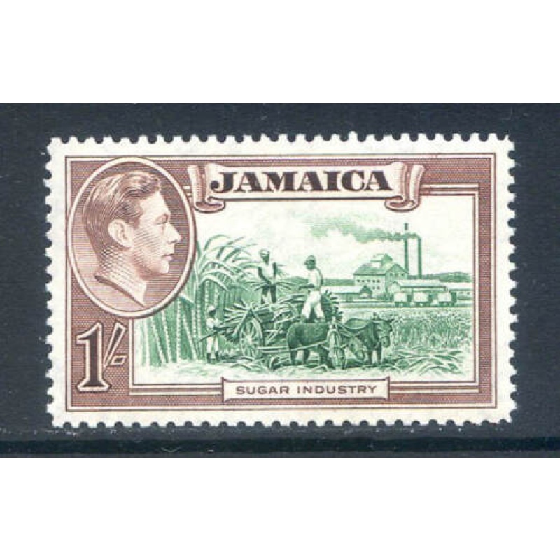 Jamaica 1 - Green  Purple Brown SG130 Mounted Mint