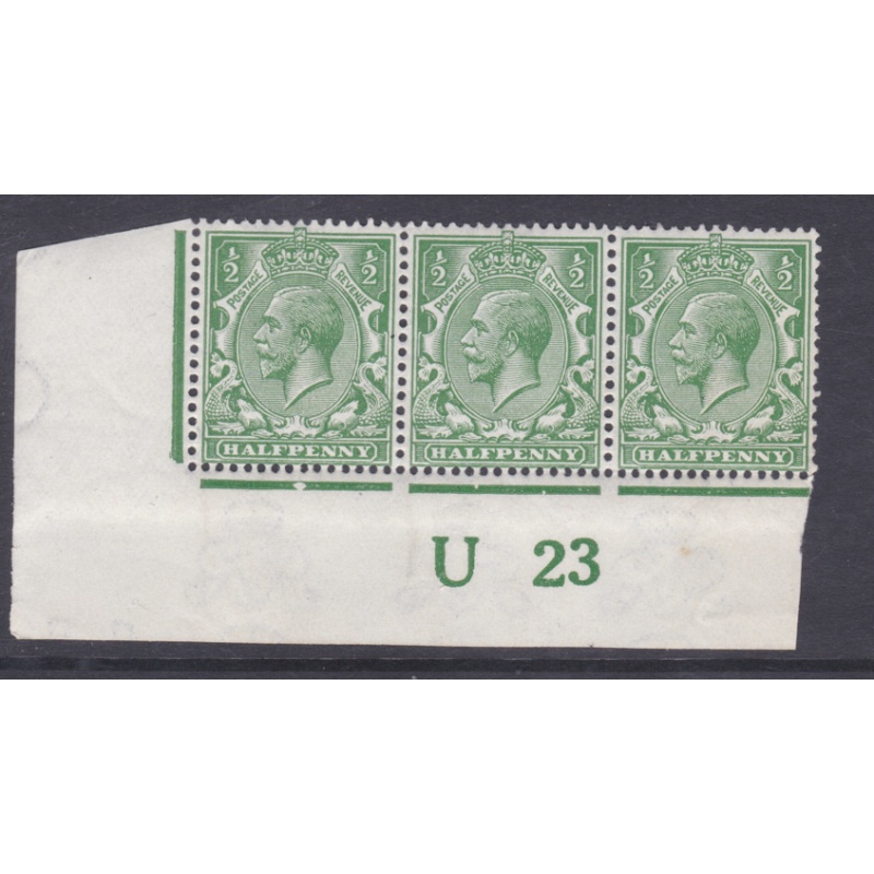 N14(-) d Cobalt  Green Control U23 imperf strip of 3 MOUNTED MINT