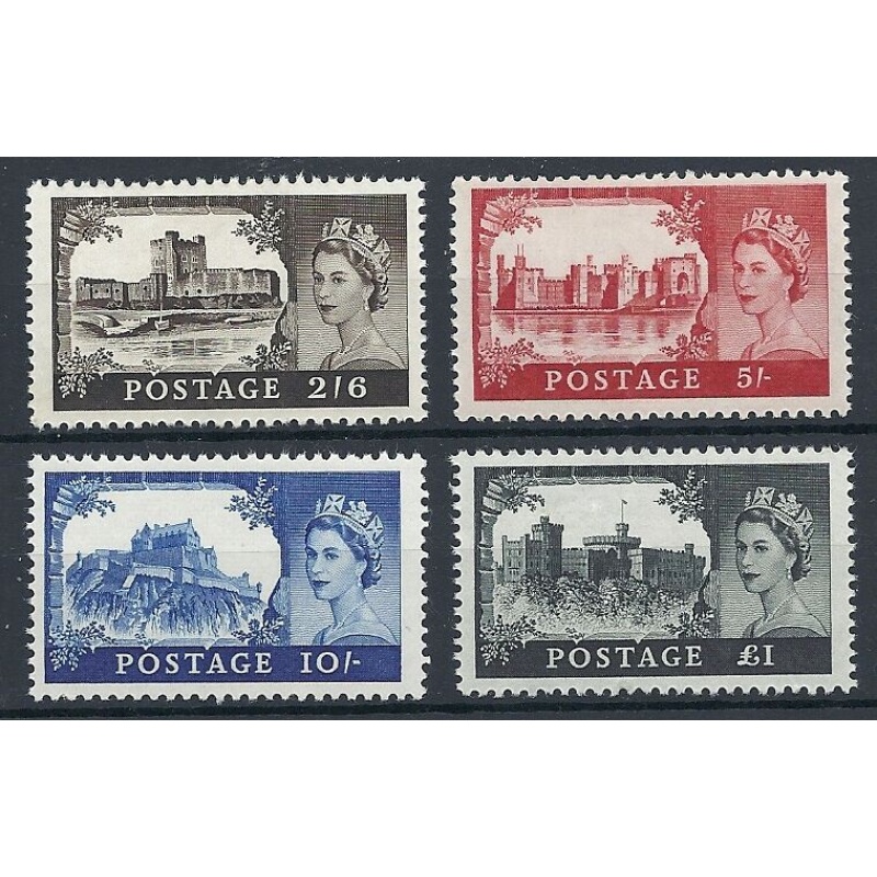 1963 Sg 595a - 598a Bradbury Wilkinson Castles all 4 values UNMOUNTED MINT