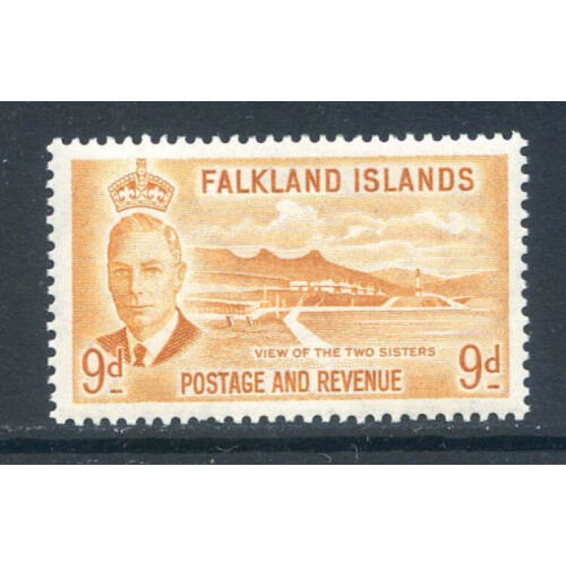 Falkland Islands 9d Orange Yellow SG179 Mounted Mint