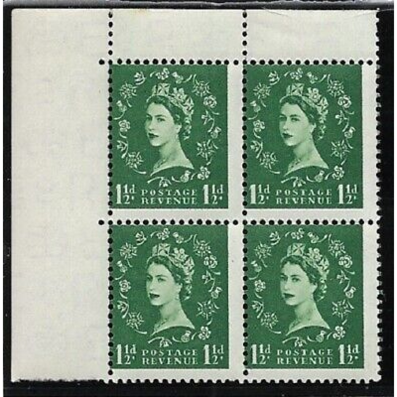 S26 1d Wilding Edward Crown variety - huge misperf blk of 4 UNMOUNTED MINT