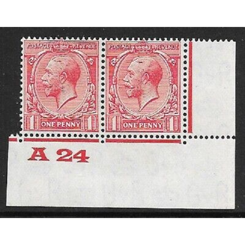 1d Scarlet Block Cypher Control A24 imperf pair UNMOUNTED MINT