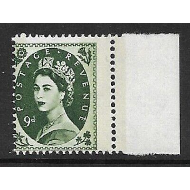 S128 9d Wilding 2 x 9.5m violet phos variety - misperf marginal UNMOUNTED MINT