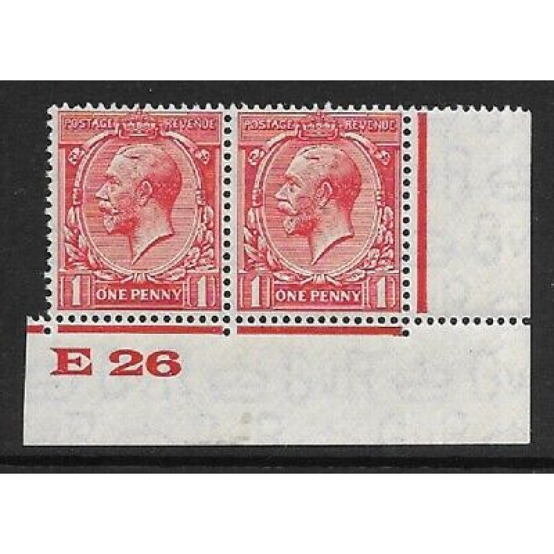 1d Scarlet Block Cypher Control E26 imperf pair UNMOUNTED MINT