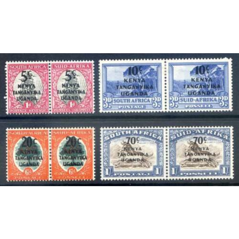 Kenya Uganda  Tanganyika 1941 Set SG151 154 Mounted Mint Pairs