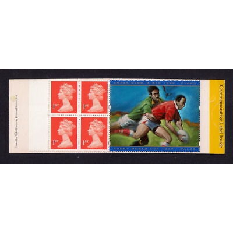 HB18 1999 Rugby World Cup Special Label 4 x 1st Class Barcode Booklet No Cyl