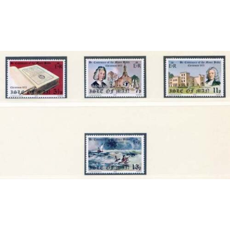 1975 Isle of Man SG71 74 Christmas and Manx Bible Set Unmounted Mint