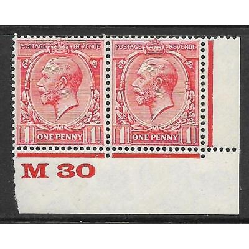 1d Scarlet Block Cypher Control M30 imperf pair UNMOUNTED MINT