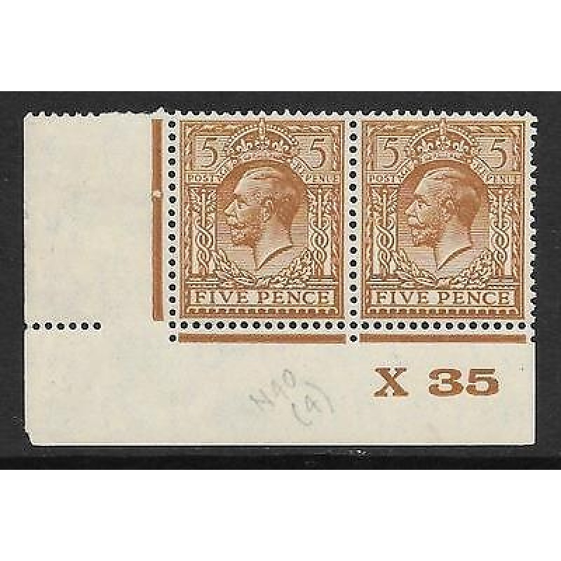 Spec N40(4) 5d B.Ochre Brown Block Cypher Control X35 imperf MOUNTED MINT margin